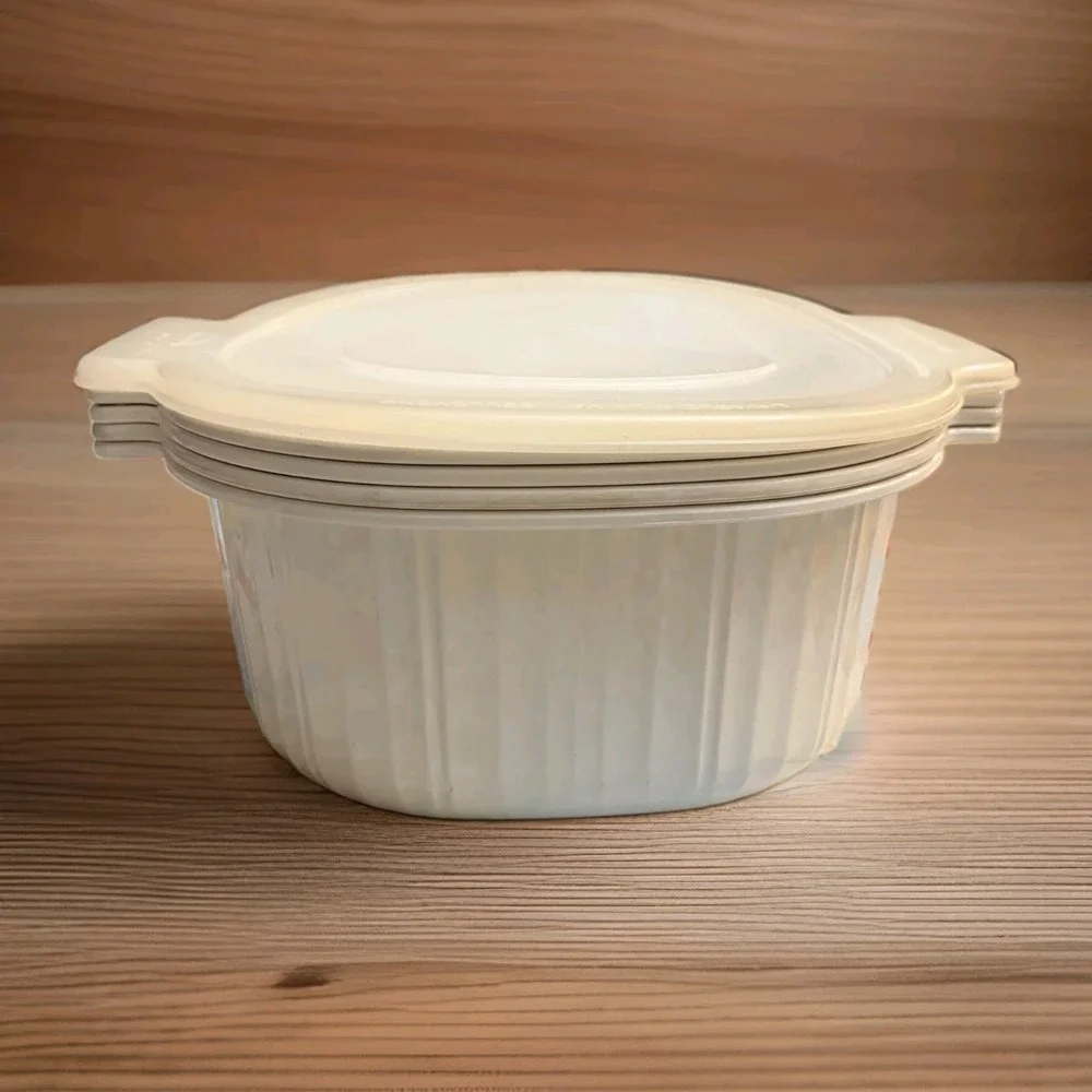 Rubbermaid Microwave Cookware 3, 2 & 1 Quart Casserole Bowls Lid Lot Of 5 Vtg
